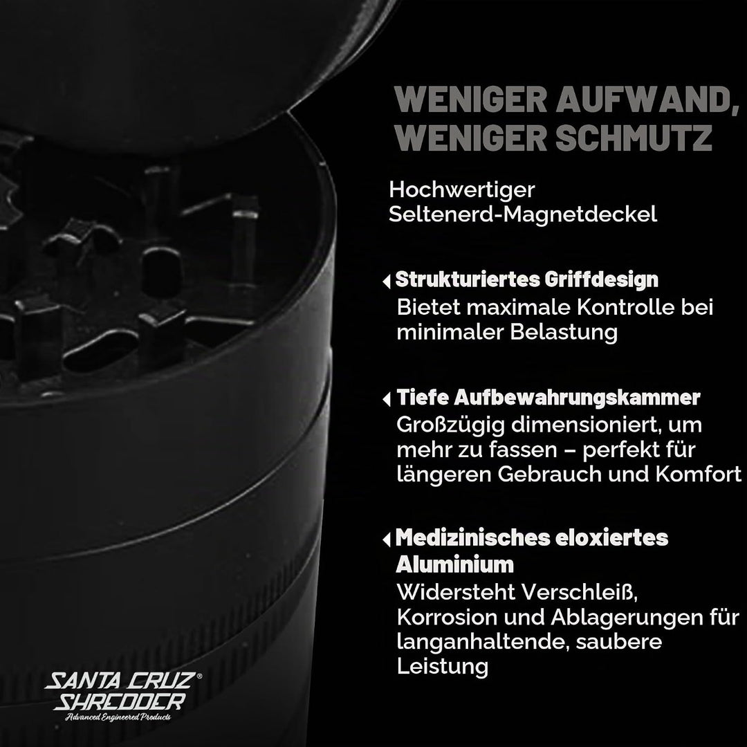 Santa Cruz Shredder Kräutermühle aus Metall, gerändelte Oberseite für stärkeren Halt, 3-teilig, gros