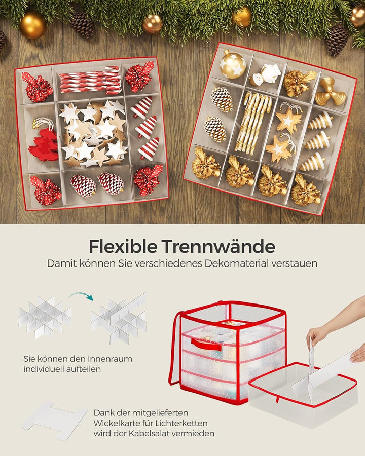SONGMICS Aufbewahrungsbox für Weihnachtskugeln, Weihnachtskugeln Aufbewahrung, 64 Fächer je 7,6 cm,