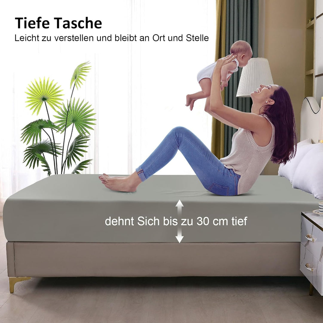 ohano Wasserdichter Matratzenschoner 200x200cm Spannbettlaken, Wasserdichter und Atmungsaktive Matra