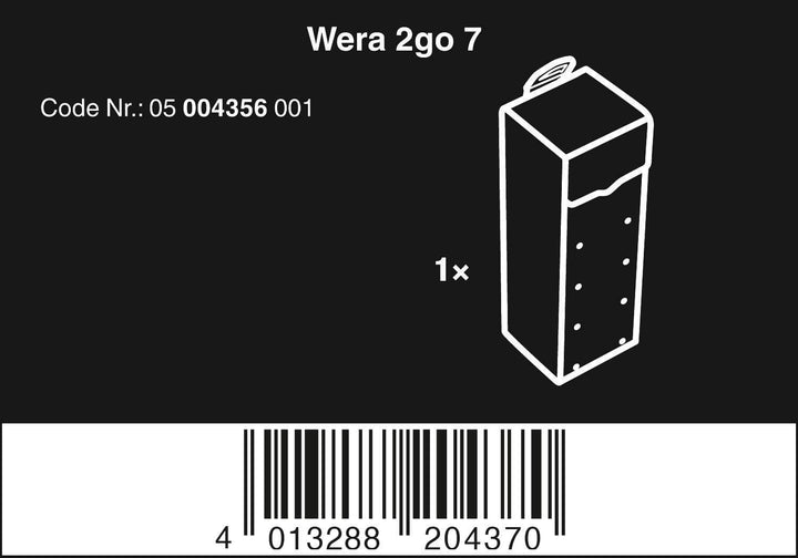Wera 05004356001 2go 7 Textile Werkzeug Box Schwarz 100 x 105 x 300 mm Single, Single