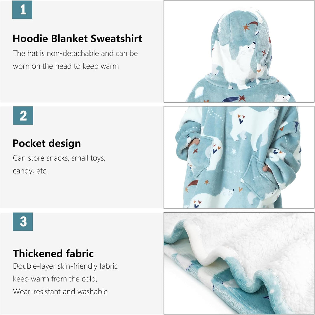 MOKANI ÜBergrossE Hoodie Decke Kinder mit äRmel Tragbare Kapuzenpullover, Super Weich Warmes Bequeme