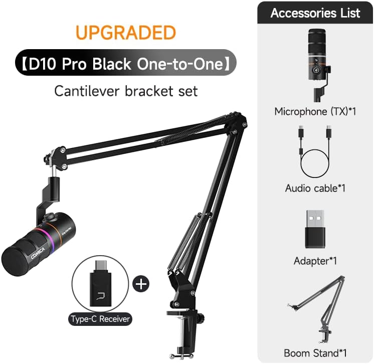 COMICA EJoy D10 Pro Mikrofon Cardioid Dynamisches USB-C/XLR Mikrofon mit 48kHz/24bit, RGB-Beleuchtun
