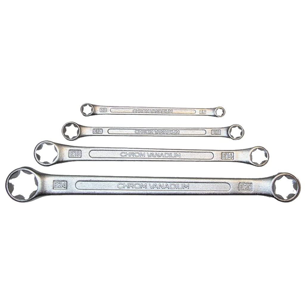 SW-Stahl 01550L Doppelringschlüssel-Satz E-Profil, E6-E24, 4-teilig I Torx-Schraubenschlüssel I Auss