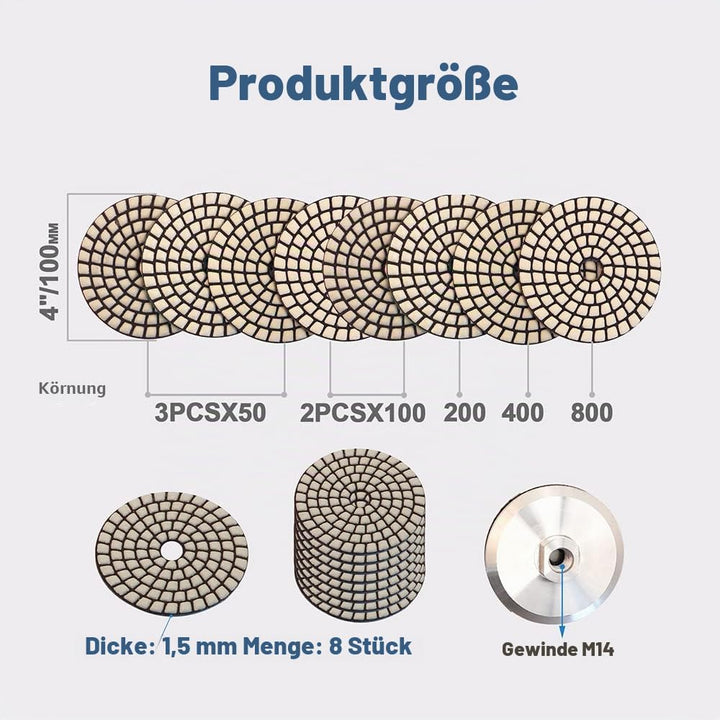 HIGHDRIL Trocken Diamant Polierscheibe - 8 Stk.(