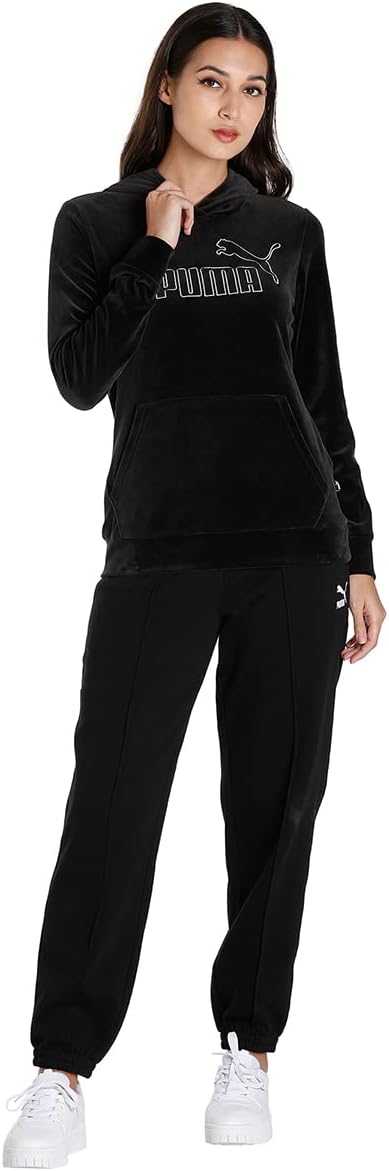 PUMA Damen Tops Essentials+ Velours Hoodie für Damen L Black