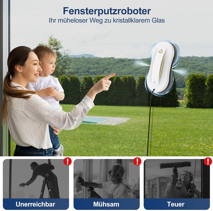 Fensterputzroboter mit Doppelsprühfunktion – Elektrischer Fensterputzer, Automatischer Fensterreinig