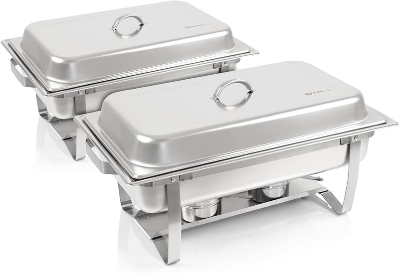 Mahlzeit Chafing Dish Profi Set Toulouse, 2X Edelstahl Warmhaltebehälter, 15-TLG Speisewärmer, Wärme