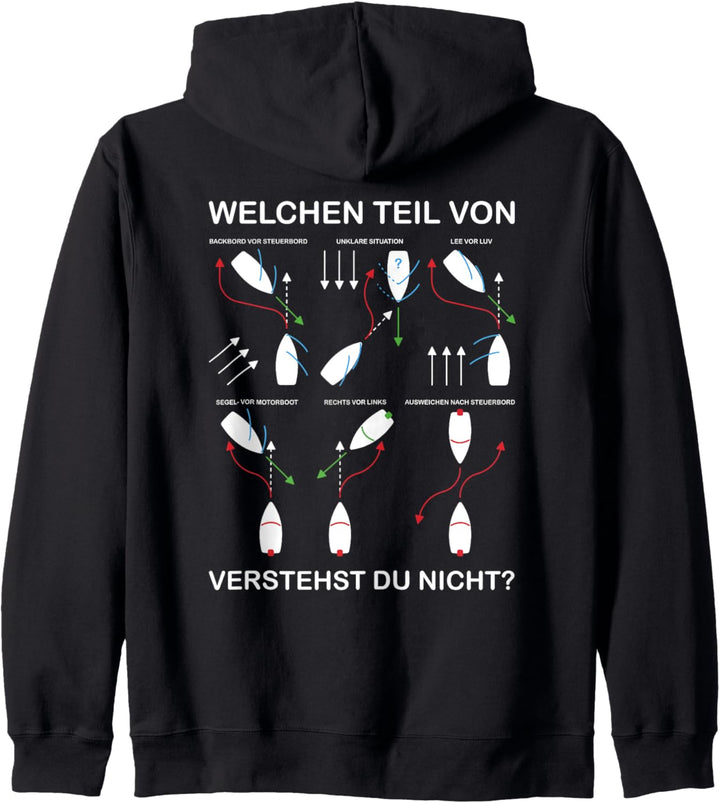 Ausweichregeln KVR Lustiges Boot, Schiff & Yacht Rückenprint Kapuzenjacke