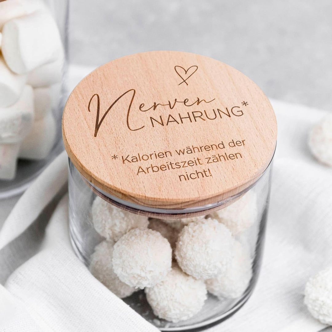 Geschenke für Kollegen – Nervennahrung Glas mit Gravur, witzige Geschenkidee oder Wichtelgeschenk zu