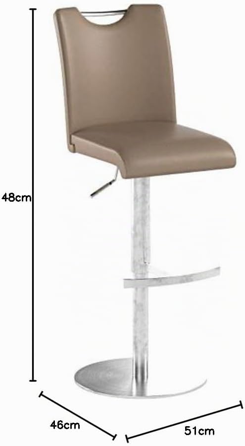 Robas Lund, Stuhl, Barstuhl, Barhocker, Alesi, Edelstahl gebürstet/cappuccino, 42 x 91-116 x 51 cm,