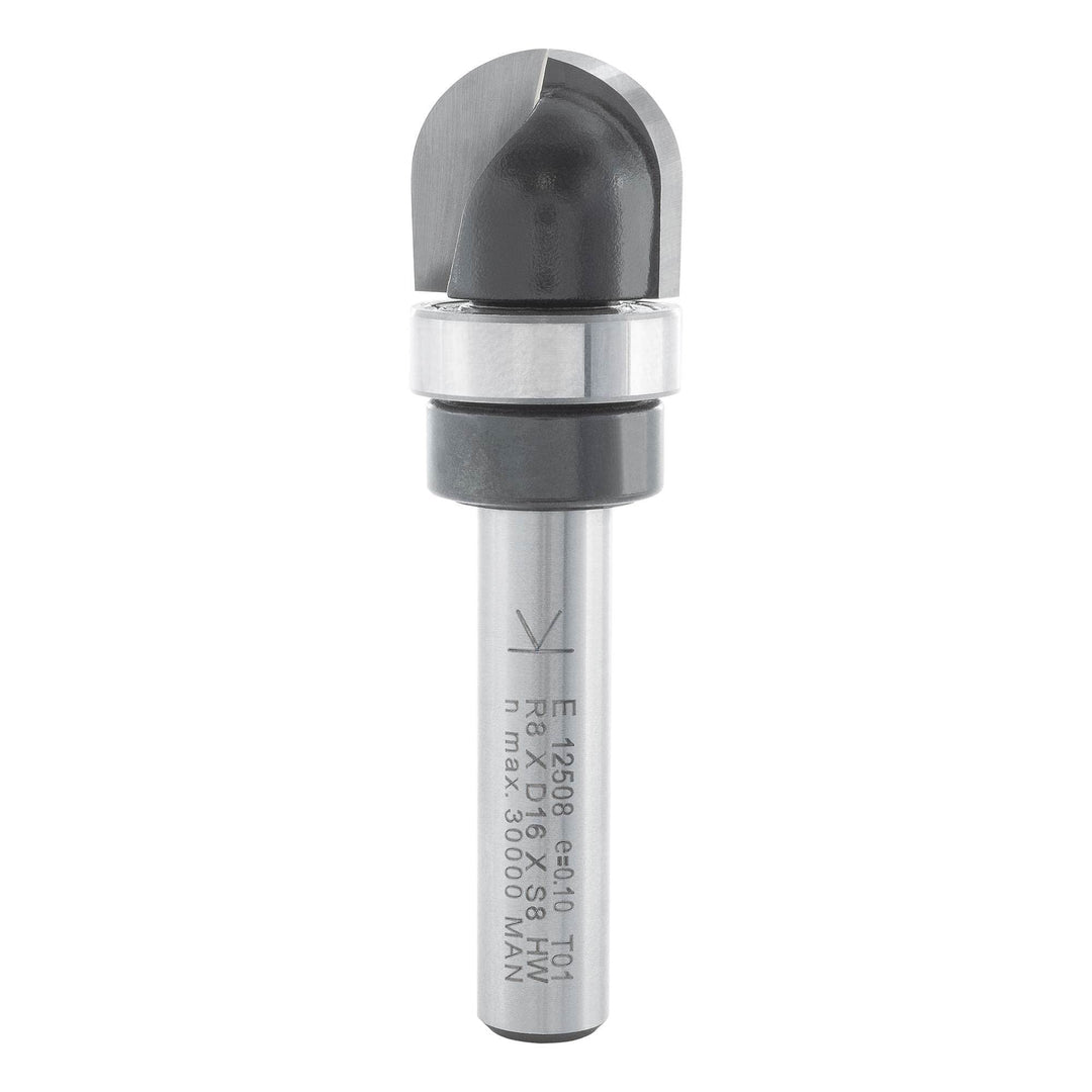 ENT 12508 Hohlkehlfräser HW, Schaft (S) 8 mm, Radius (R) 8 mm, D 16 mm, NL 14 mm, SL 32 mm, mit Kuge