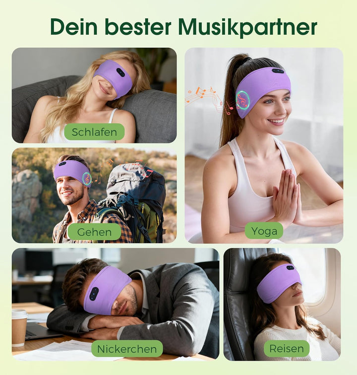 MUSICOZY Schlafkopfhörer Stirnband Bluetooth,Verbessert Kopfhörer Stirnband aus hautfreundlicher Bam