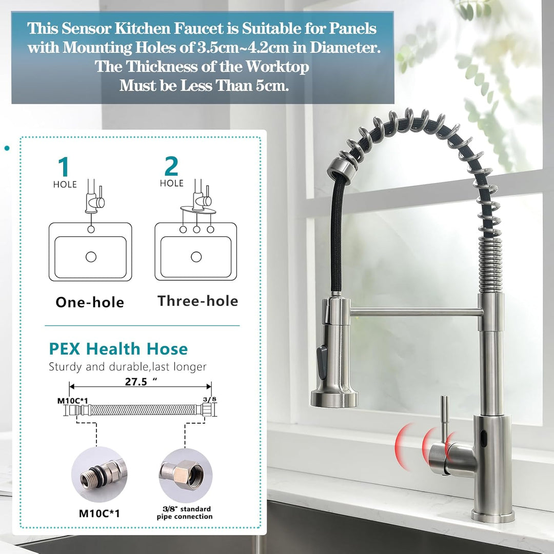 TIMACO Infrarot Sensor Wasserhahn Küche Mit Ausziehbare Brause Küchenarmatur 360° Schwenkbar Mischba