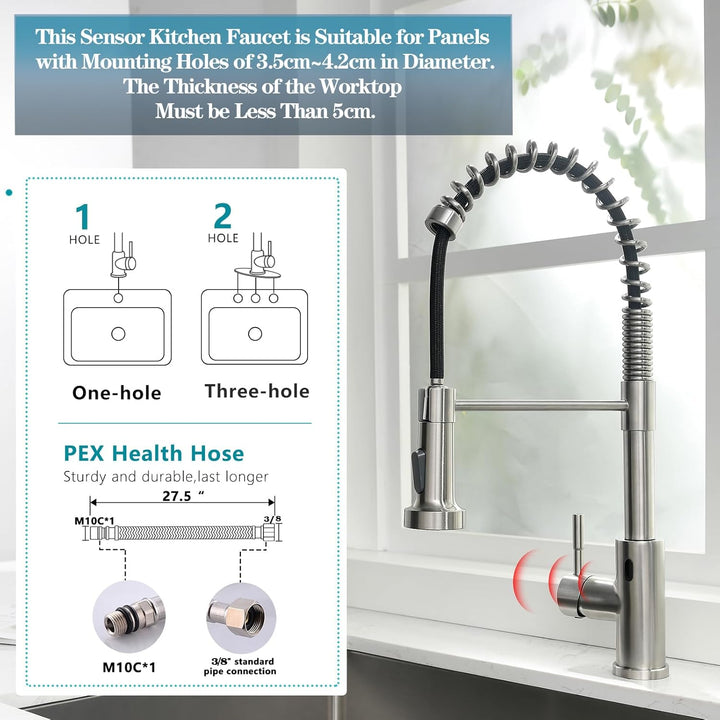TIMACO Infrarot Sensor Wasserhahn Küche Mit Ausziehbare Brause Küchenarmatur 360° Schwenkbar Mischba