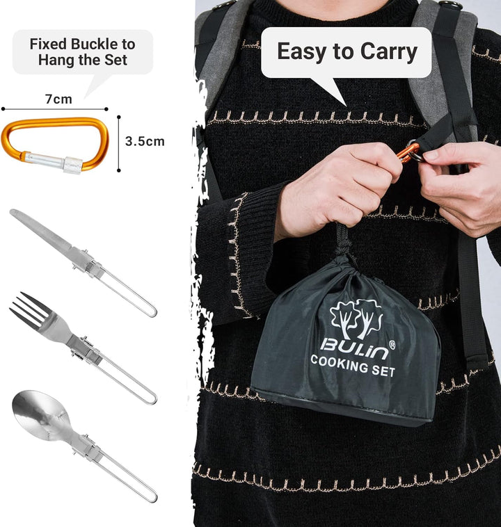 Bulin Camping Kochgeschirr Set,Outdoor Camping Kochset Aluminium,Camping Töpfe und Pfannen für 1-2-4