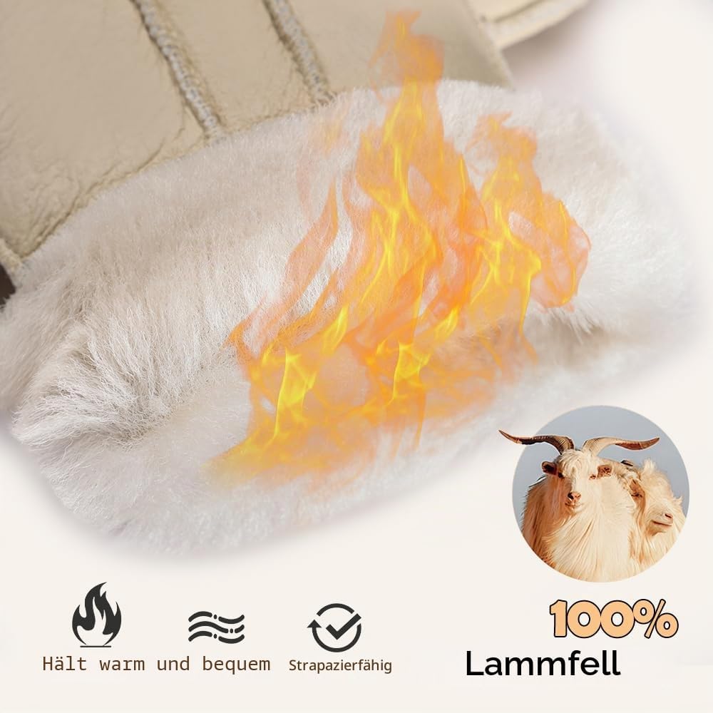 MGGMOKAY Damen Fäustlinge für Winter Damen Lammfell Shearling Fäustlinge Winter Lederhandschuh XL Be