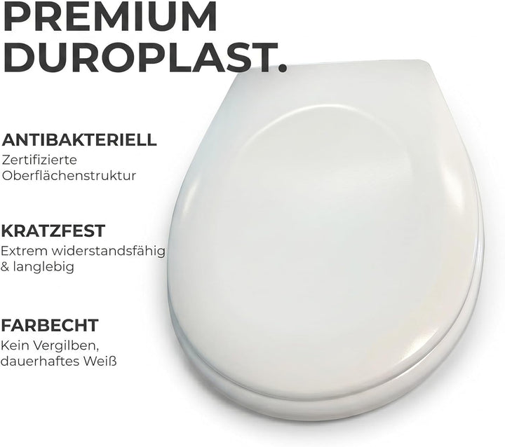 ONBEST WC-Sitz mit Absenkautomatik - D-Form Klodeckel aus weissem Duroplast - Abnehmbare Klobrille m