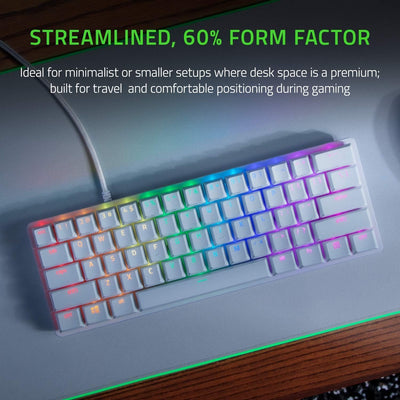 Razer Huntsman Mini Mercury (Red Switch) - Kompakte 60% Gaming Tastatur mit schnellen linear opto-me