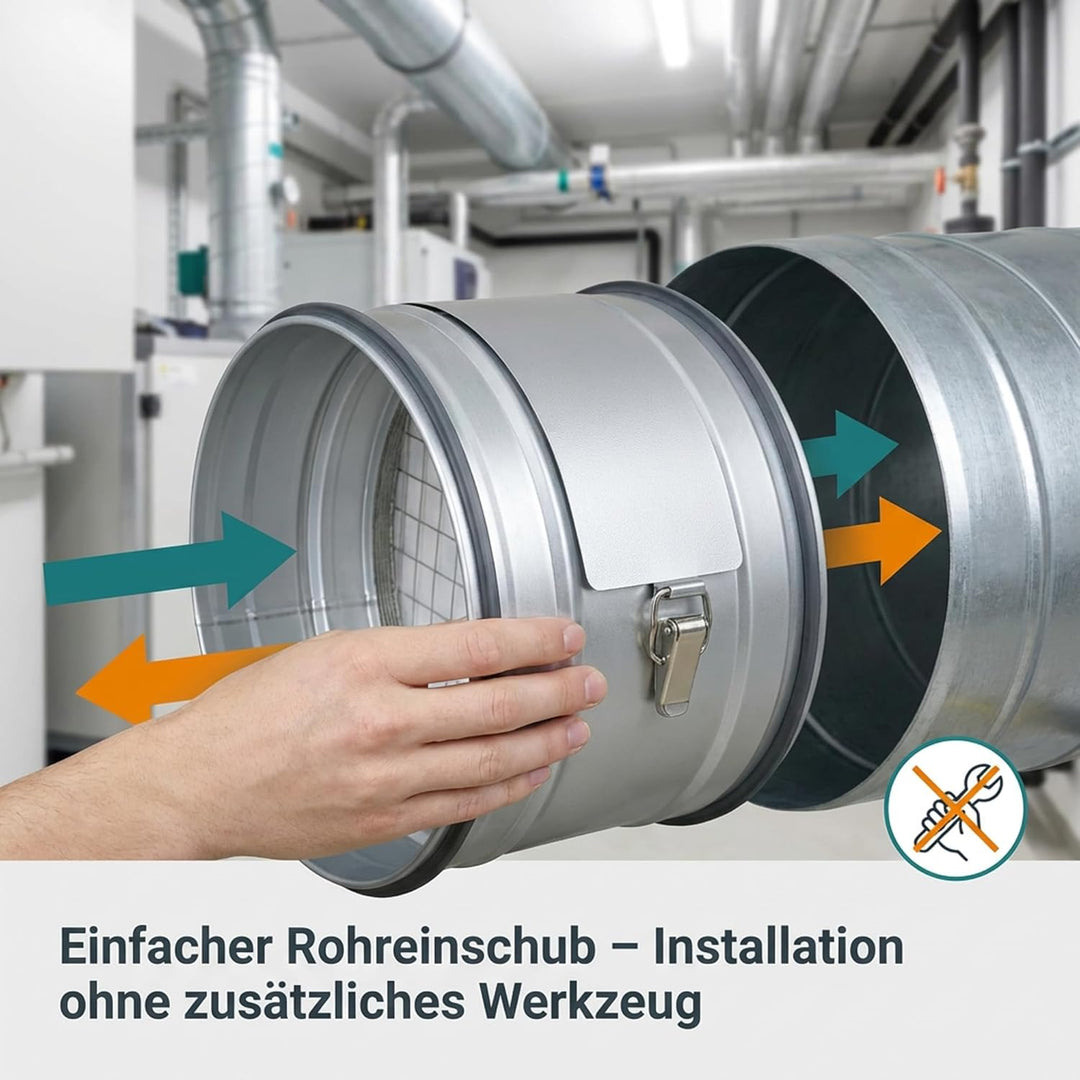 Easy Act Grobstaubfilter rund Ø 150 mm für Zuluft, Rohrfilter aus verzinktem Stahl zur Grobpartikel-