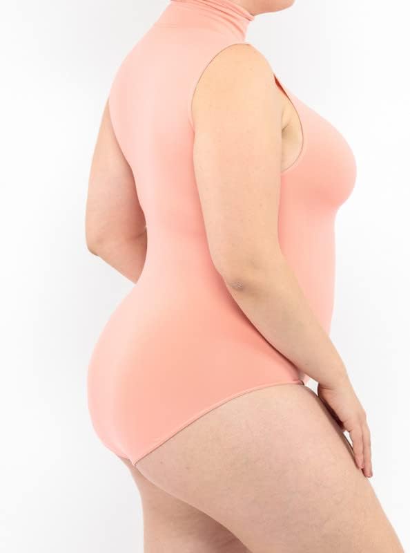 LEELA LAB Ärmellos Bodysuit mit Rollkragen Damen Grösse Grössen, Verstellbarem Verschluss, Nahtloser