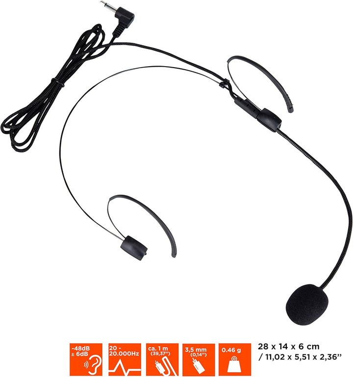 celexon Headset mit Richtcharakteristik und Windschutz - mit Kabel ca. 1m - 3,5mm Klinke, max. >110d