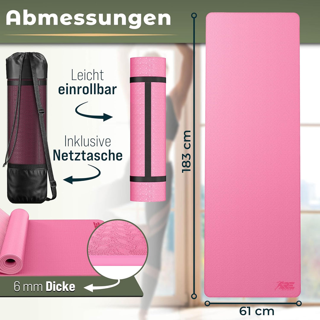 Yogamatte Phthalatfrei | Gymnastikmatte rutschfest | Fitnessmatte schadstofffrei | Trainingsmatte mi