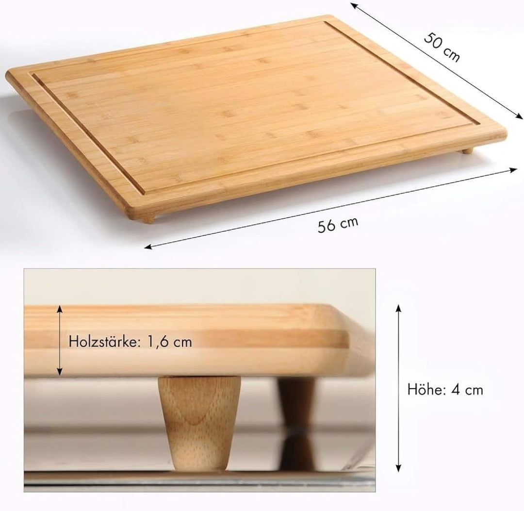 Kesper | XXL Schneideplatte | Abdeckplatte extra gross | 56 x 50 x 4 cm | Backbrett | FSC Bambus | i