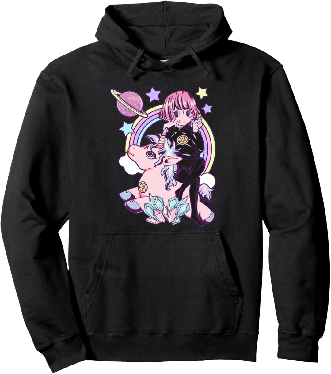 Kawaii Pastel Goth Unicorn Cute Gothic Dark Arts Magic Girls Pullover Hoodie