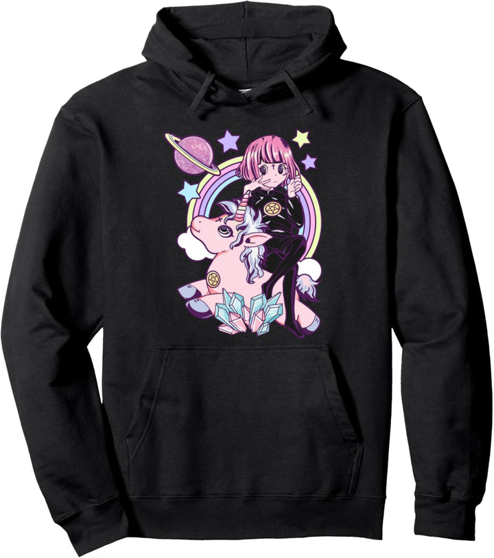 Kawaii Pastel Goth Unicorn Cute Gothic Dark Arts Magic Girls Pullover Hoodie