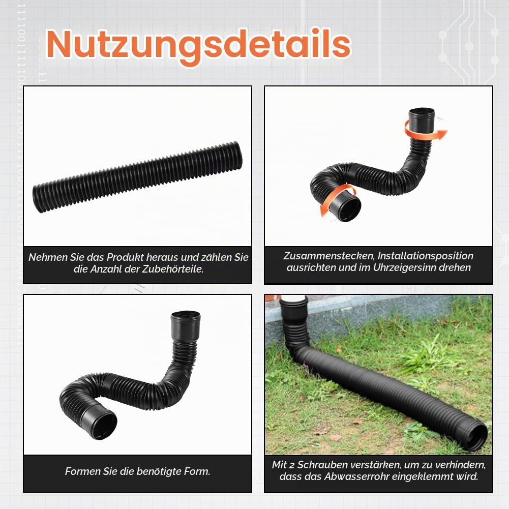 Dachrinne Flexible Fallrohr Verlängerung,Auffangbecken Fallrohr Erweiterungsset,Regenrinnen Fallrohr