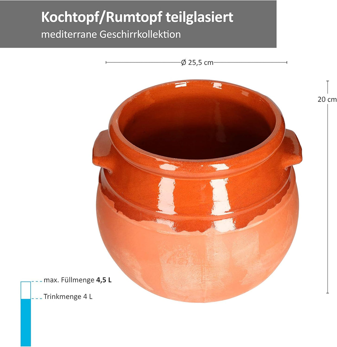 MamboCat Tontopf mit Deckel I Eintopf I 4,5 Liter I Mediterran I Unikat Handarbeit I teilglasiert I