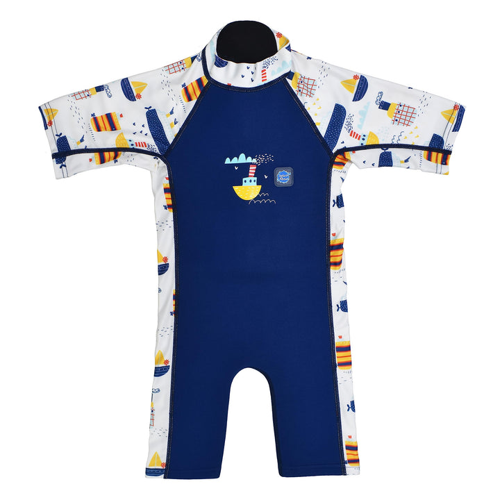 Splash About Kinder Uv Sun and Sea Wetsuit One Piece Swimsuit, Tug Boats, 4-6 Jahre