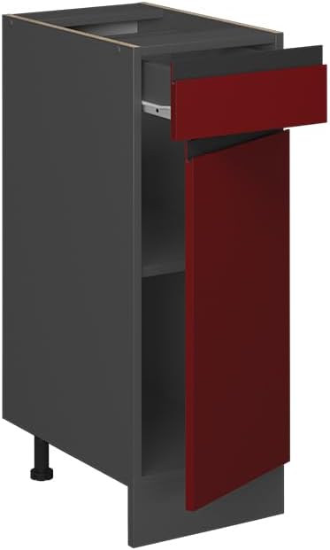 Vicco Küchenschrank mit Schublade R-Line, Rot/Anthrazit, AP Marmor Rot Schubunterschrank 30 cm, AP M