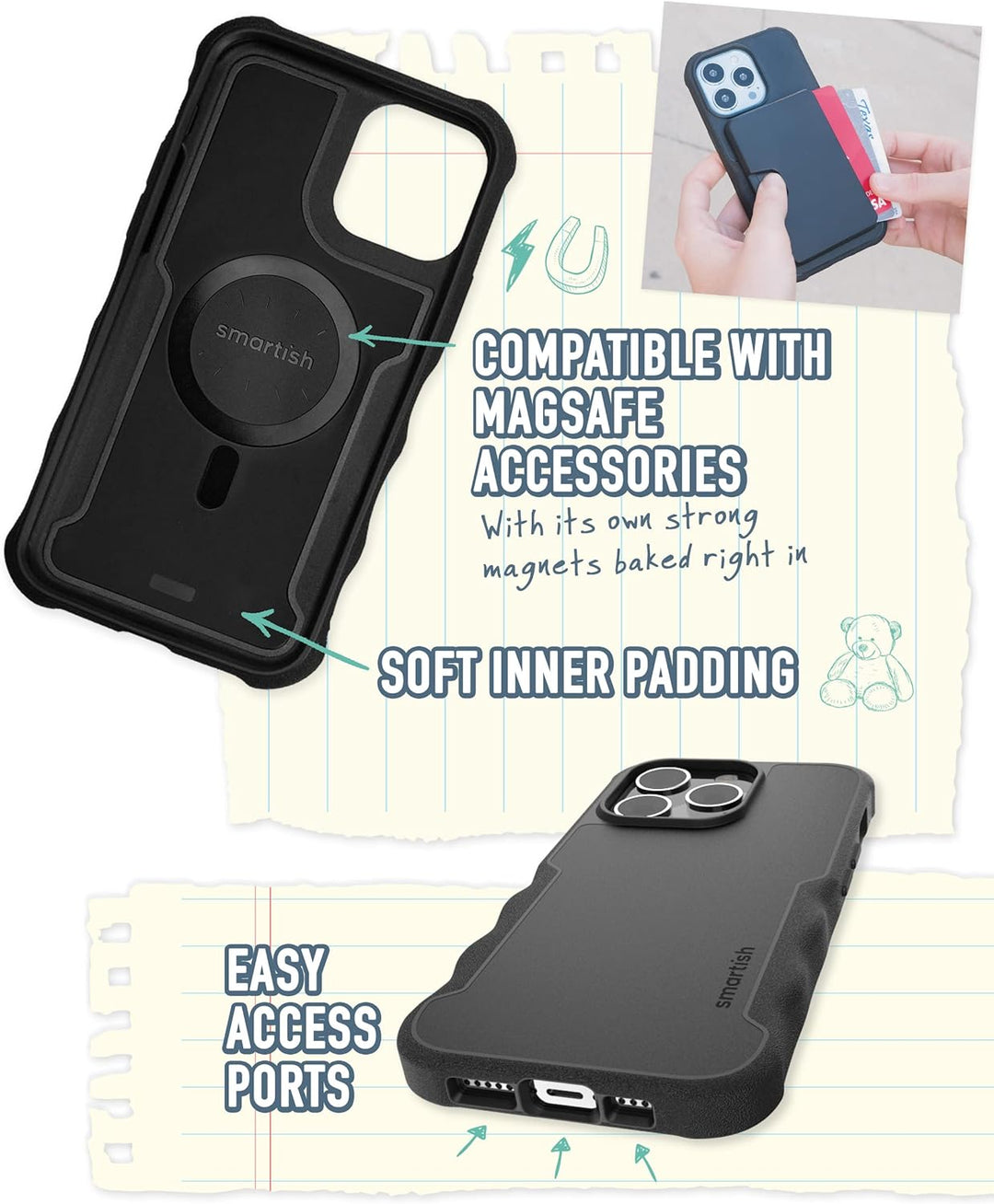 Smartish iPhone 14 Pro Schutzhülle - Gripzilla Kompatibel mit MagSafe [Robust + Tough] Gepanzerte Sl
