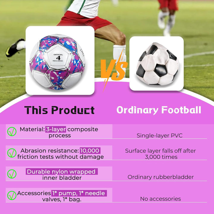 Fussball Grösse 4/5 Kinder,Fussball Kinder,Standard Trainingsfussball, Lederfussball,Verhindern Spre