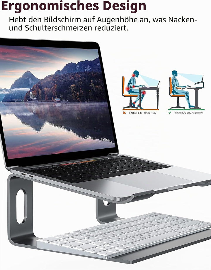 ALASHI Laptop-Ständer für Schreibtisch, Aluminium-Computer-Erhöhung, ergonomischer Notebook-Halter,