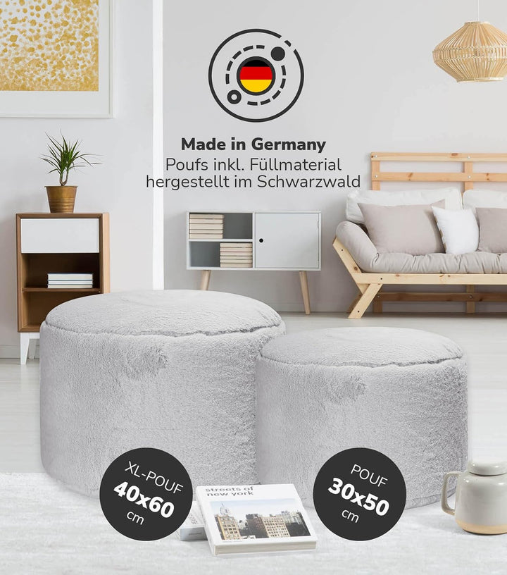 mokebo Pouf XL Hocker aus Kunstfell &