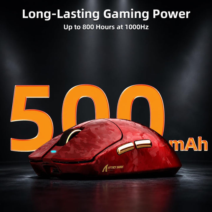 ATTACK SHARK RS3 Ultra Carbonfaser Kabellose Gaming Maus mit C06Ultra Kabel Rot B, Rot B