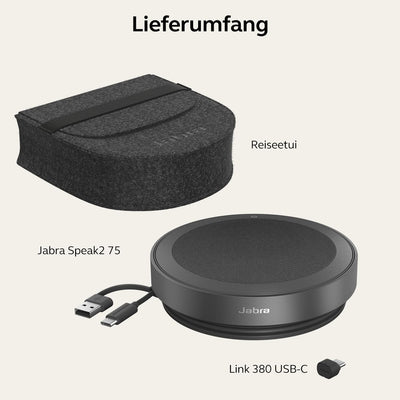 Jabra Speak2 75 schnurlose Freisprechlösung mit USB-C Bluetooth-Adapter, 4 Mikrofone mit Geräuschunt