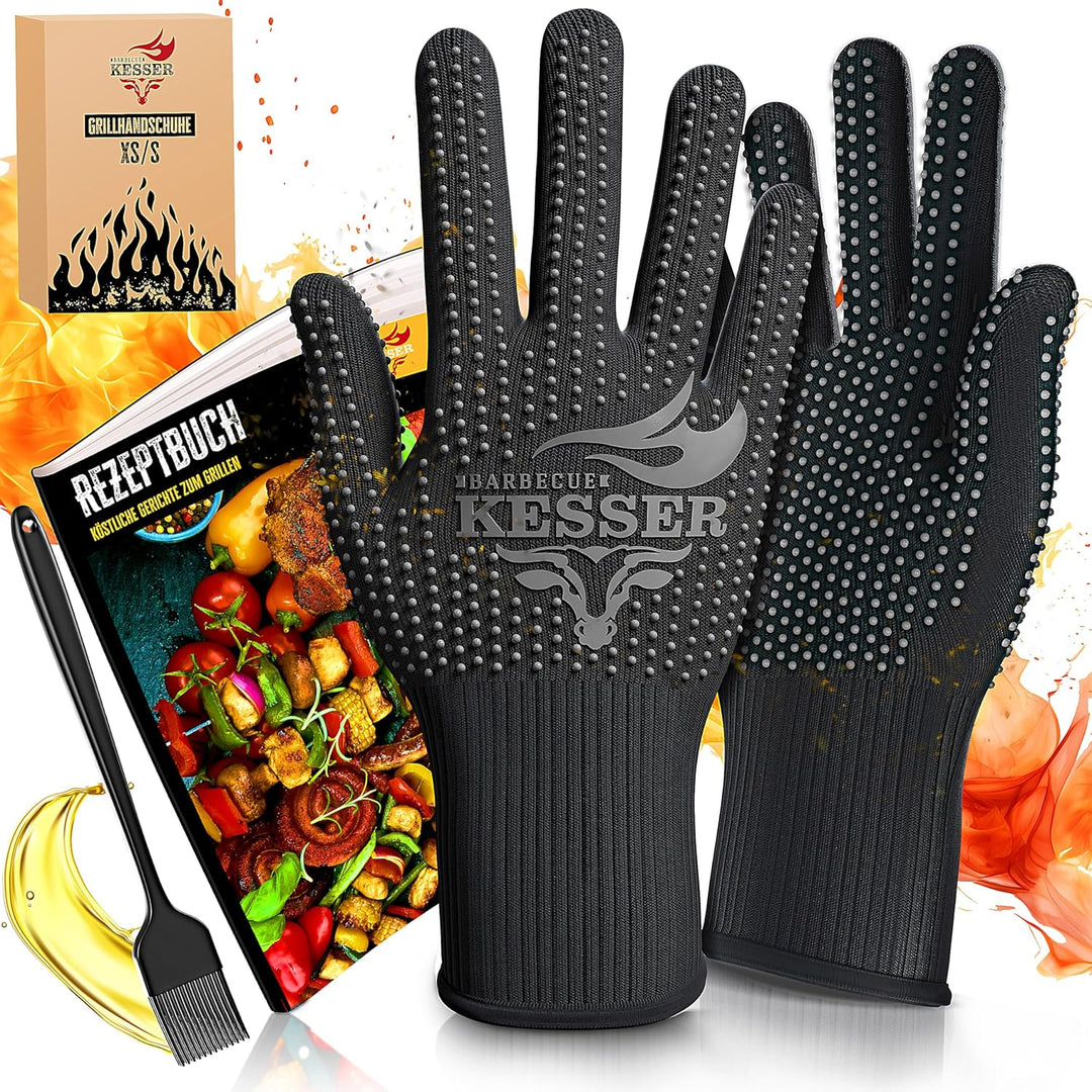 KESSER® Grillhandschuhe hitzebeständig bis 500° XXL | Ofenhandschuhe Atmungsaktiv & mit rutschfestem
