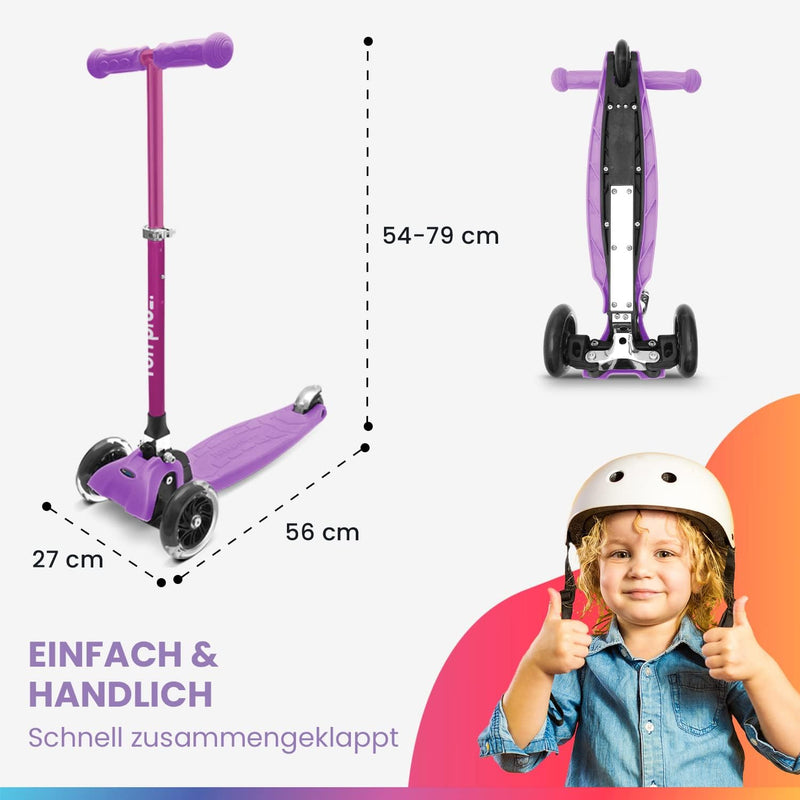 Fun Pro ONE Roller, der Sichere Premium Roller Kinder 3 Jahre, Vergleichstestsieger, LED Räder, falt