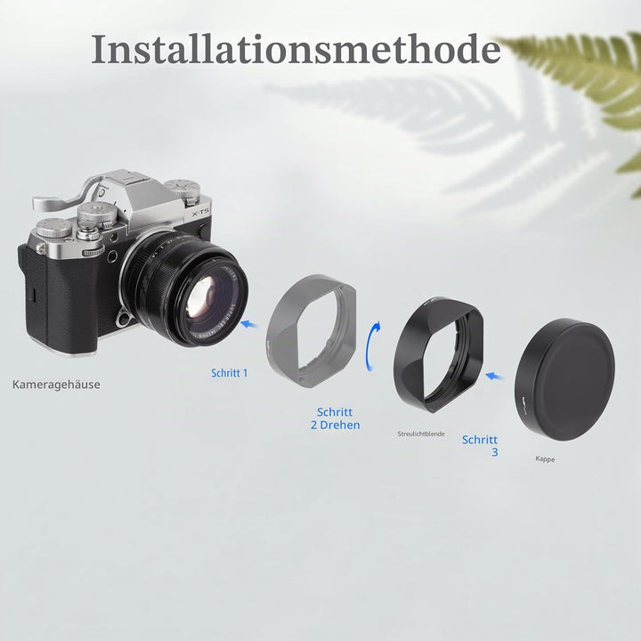 Haoge LH-X53B Gegenlichtblende aus Metall, quadratisch, für Fujifilm Fuji Fujinon XF 35 mm F1.4 R /