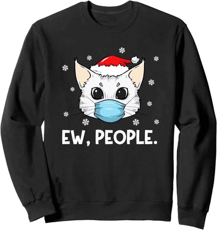 Katzengesichtsmaske Santa | Lustige Kätzchen Weihnachten Sweatshirt