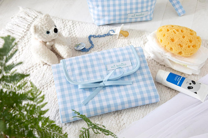 Mein gekochtes - Vichy Modellpaket, Blau 2, Pakket met wandel tas, verschoningsmatje en toilettas
