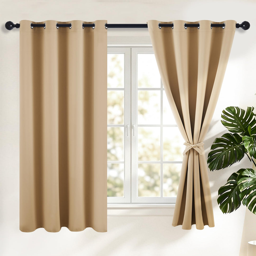 Hiasan Verdunklungsvorhänge Gardinen mit Ösen,Beige Blickdicht Vorhänge,2 Stück,140 x 175 cm (Breite