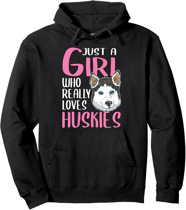 Damen Just A Girl Husky Geschenk Husky Pullover Hoodie