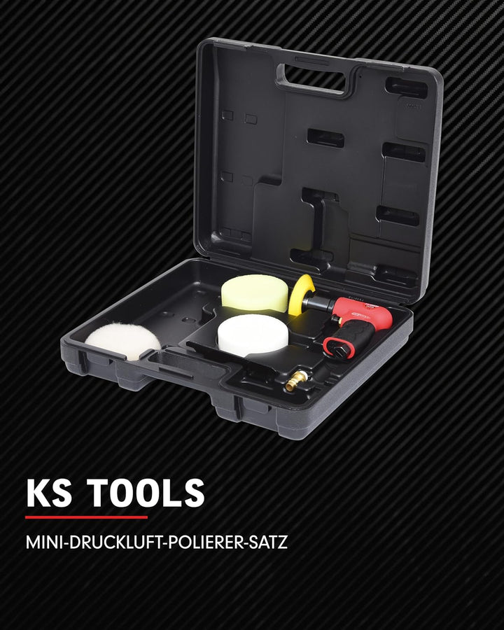 KS Tools Mini Poliermaschine Druckluft Satz 5-tlg. 1/4" 515.5120 I Robuster Druckluftschleifer mit S