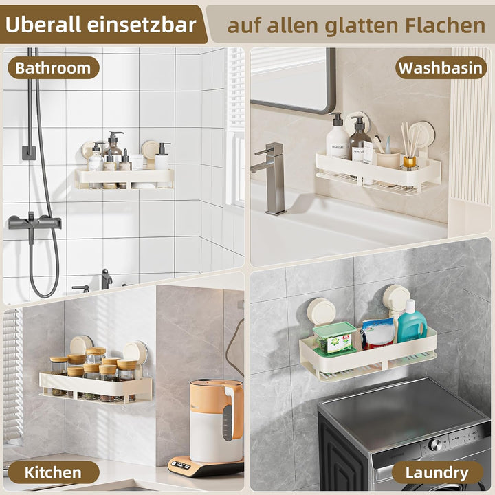 HNVNER Duschablage Saugnapf, Duschregal Ohne Bohren, 10kg Tragfähigkeit, Duschablage Abnehmbare und
