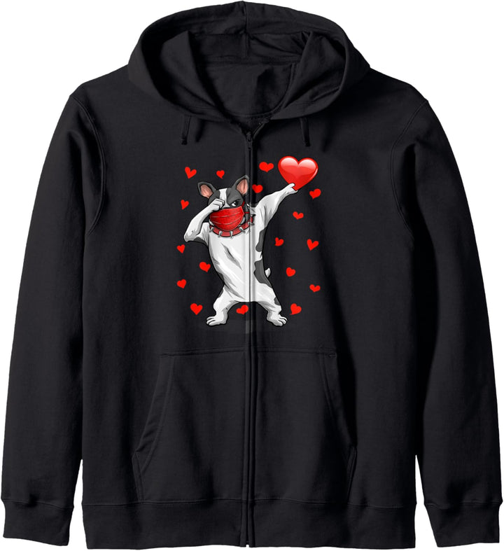 Dabbing Bulldog Wears Face Mask Geschenke zum Valentinstag Kapuzenjacke