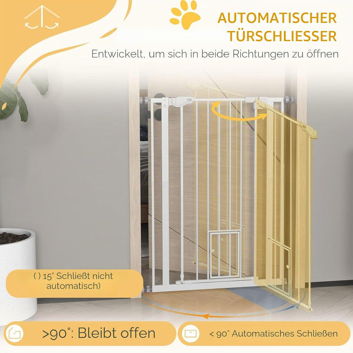 PawHut Tierschutzgitter 104H cm mit Tür automatischer Türverschluss Doppelverriegelungssystem ohne B